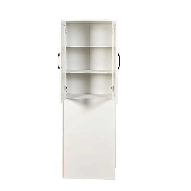 70.87" H Display Storage Cabinet With 4 Pull-out Shelves & 2 Glass Doors - Modern Multi-functional Pantry Cabinet For Kitchen, Living Room, Or Dining Room