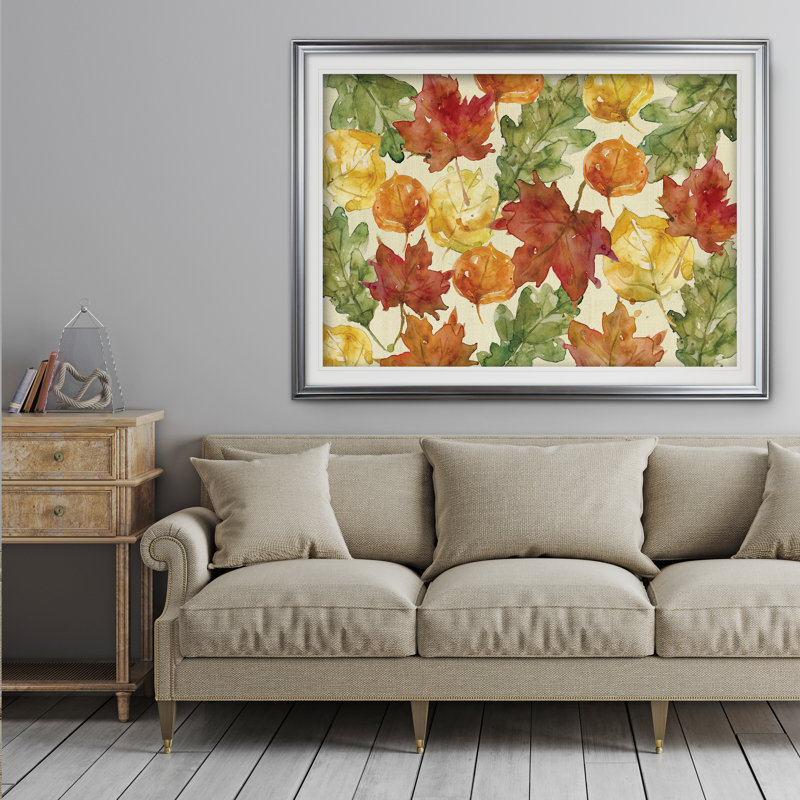 « automne leaves » par carol robinson print, Cadre argenté, H 31 po x l 43 po x P 1,5 po