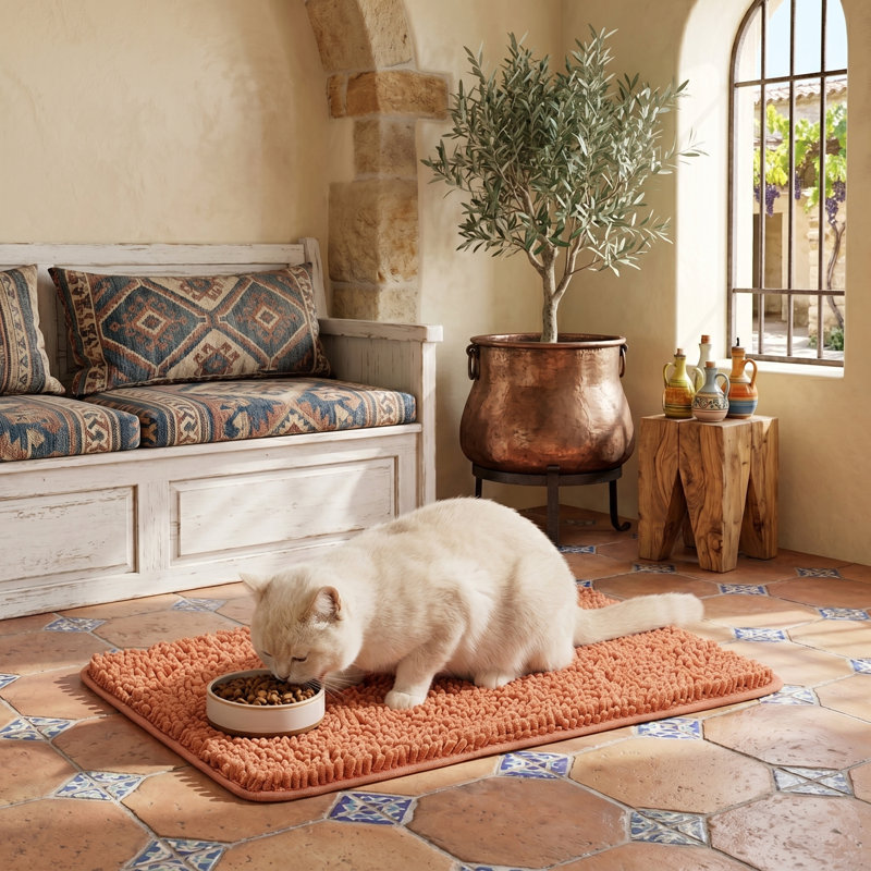 Tapis anti-dérapant pour chat avec pattes de boue super absorbantes, 24 po x 17 po, pour cage de chat et de repos pour animaux