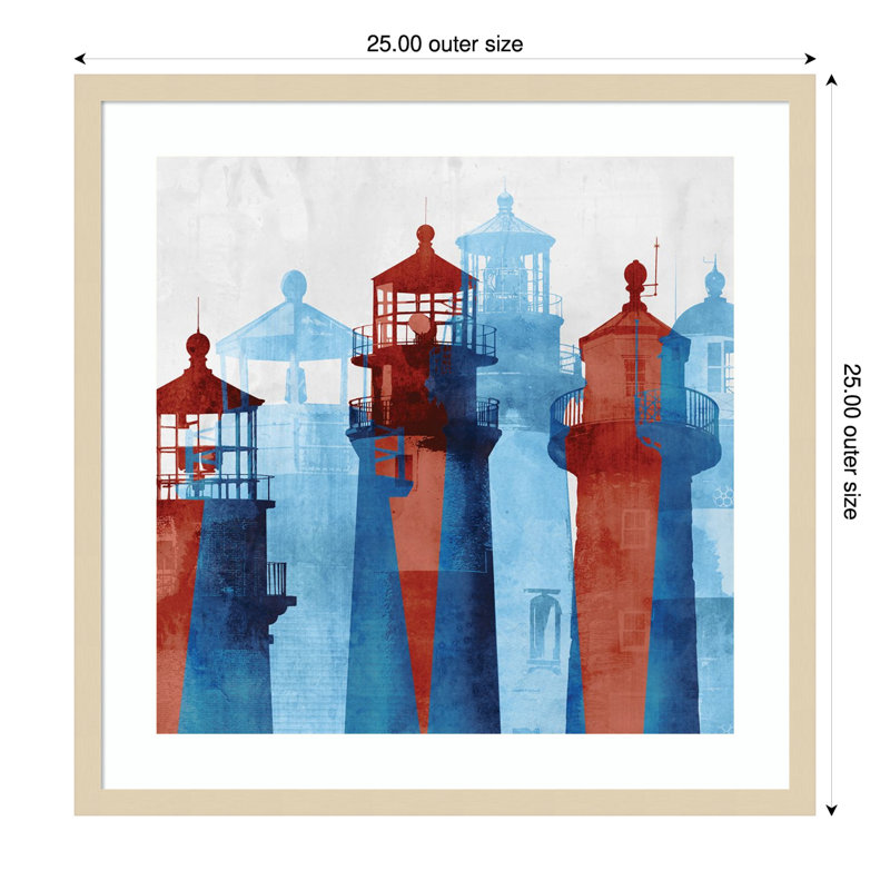 Reproduction d'art encadrée en bois «Phare I» par Edward Selkirk, H 25 po x l 25 po