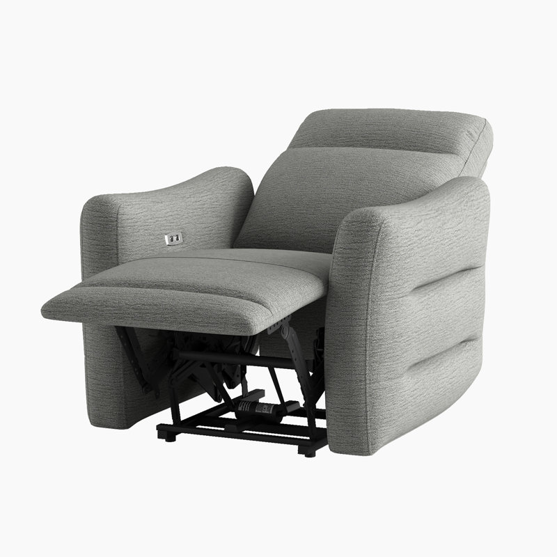 Fauteuil inclinable électrique en chenille moderne et contemporain de 34 po avec appui-tête réglable, fonction allongée et port de charge USB Teriq