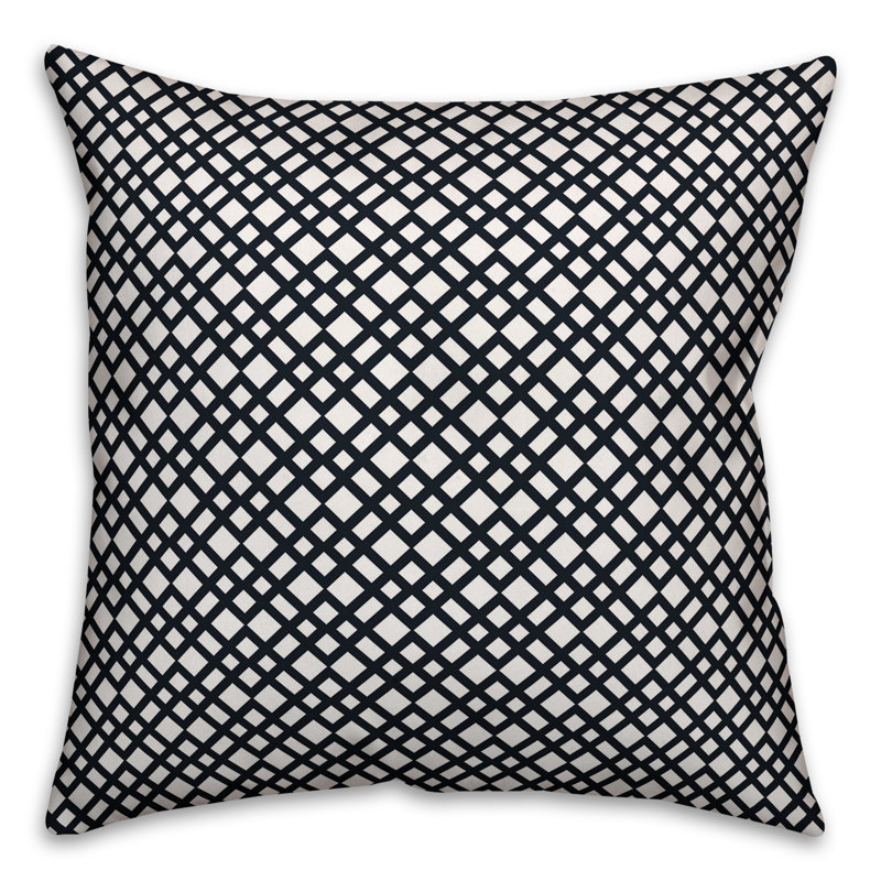 Lattice Geometric Reversible Pillow Cover, 16" x 16", Navy