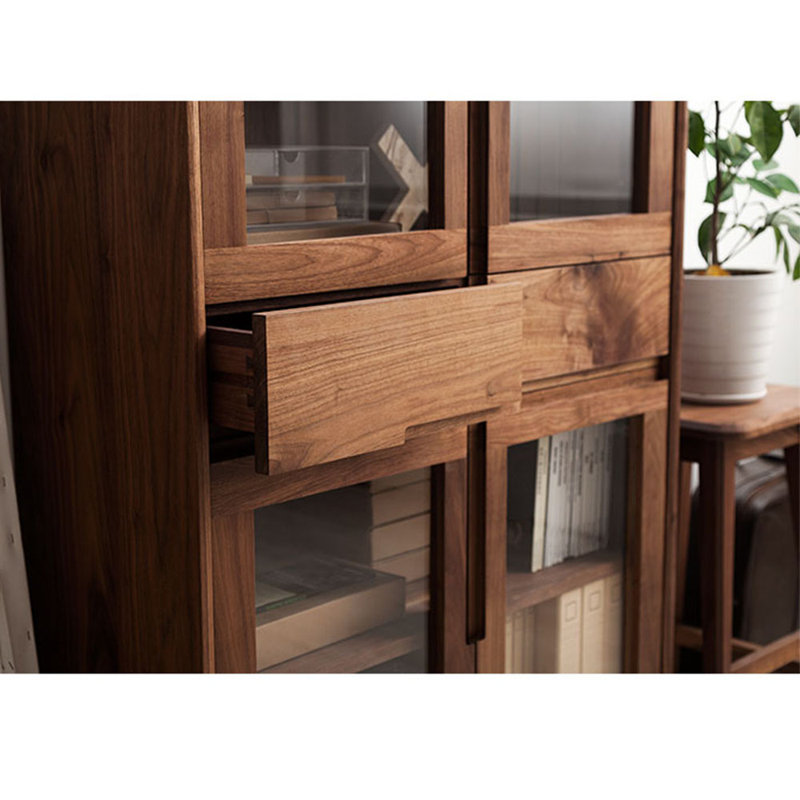 Chinese style bookcase with glass doors