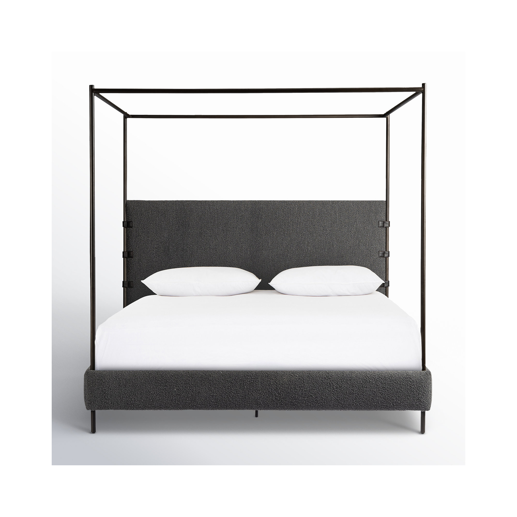 Malo Upholstered Metal Canopy Bed, Queen, Knoll Charcoal
