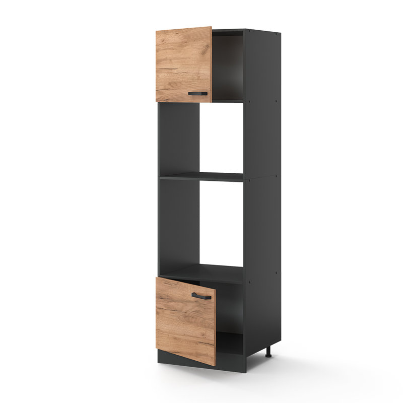 Biagio 207Cm H x 60Cm W x 57Cm D Oak Kitchen Unit, Brown/Grey