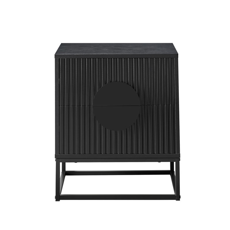 Black Modern Nightstand 21 Inch Tall Nightstand with Solid Wood Doors, Bedroom Night Stand 19 Inch Wide Bedside Table