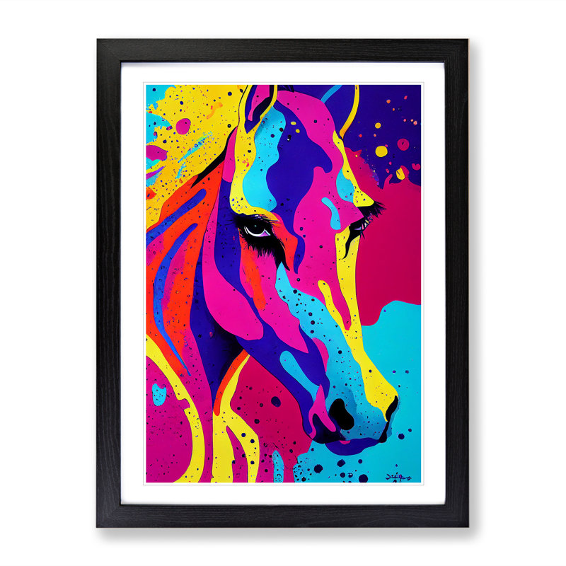 Paint Splash Horse No.2 - Framed Print, Black Framed, 64cm H x 46cm W x 2cm D