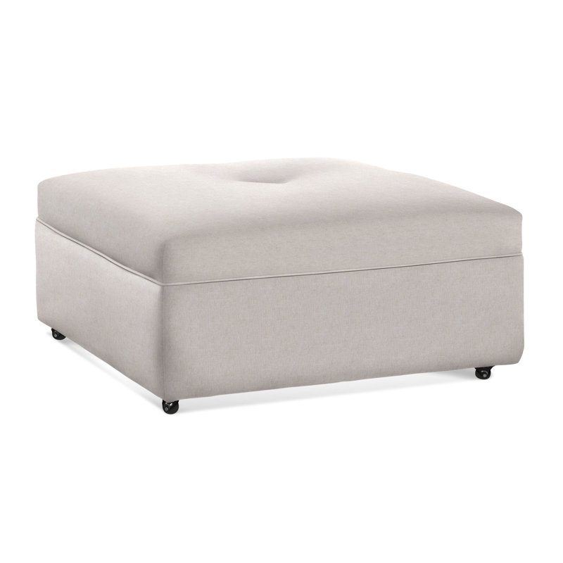 Fremont Upholstered Ottoman, White Sugar Performance; 0863-91
