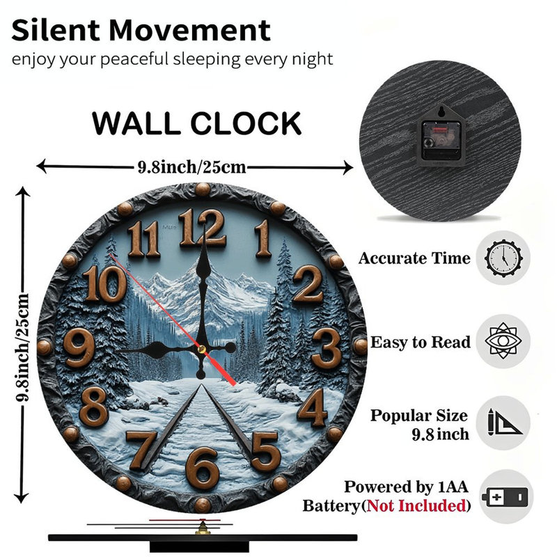 Horloge murale Winter Mountain