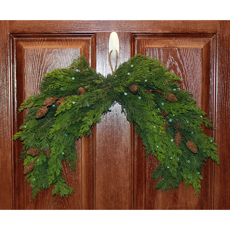 21" Faux Christmas Juniper with Seed Cone Swag