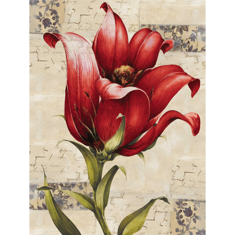 " Red Traditional Floral ", 16" H x 12" W