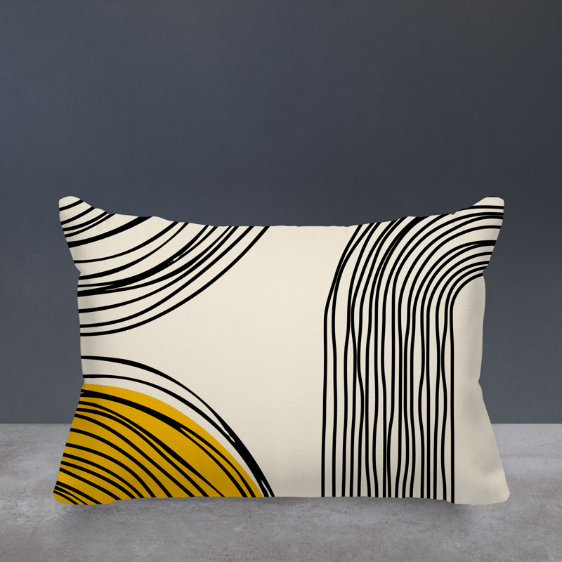 Housse et insert de coussin rectangulaire intérieur / extérieur Cassie, Jaune, H 18 po x l 25 po