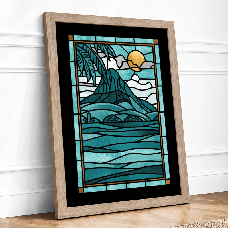 Stained Glass Coastal - Print, A1 - 84.1 x 59.4 cm, Oak