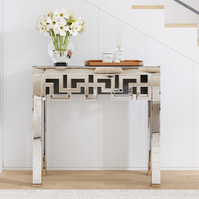 Yolanta 31.5'' Mirrored Glass Console Table for Behind Sofa Couch Entryway Mirrored Home Decor