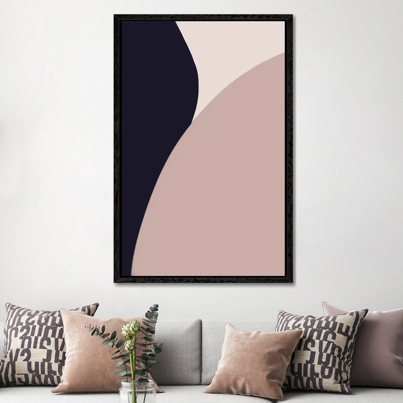 Navy Rose Abstract I by Leah Straatsma - Print on Canvas, Black Floater Framed, 152.4cm H x 101.6cm W x 3.81cm D