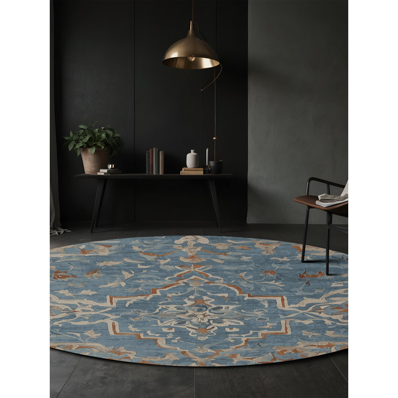Tapis gris lavable à la machine, Rond 7 pi