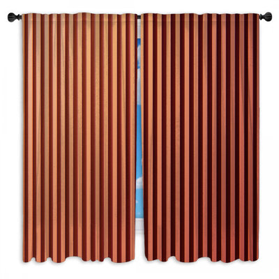 Vertical Orange Stripes Window Curtains Striped Sheer & Room Darkening - 2 Panels