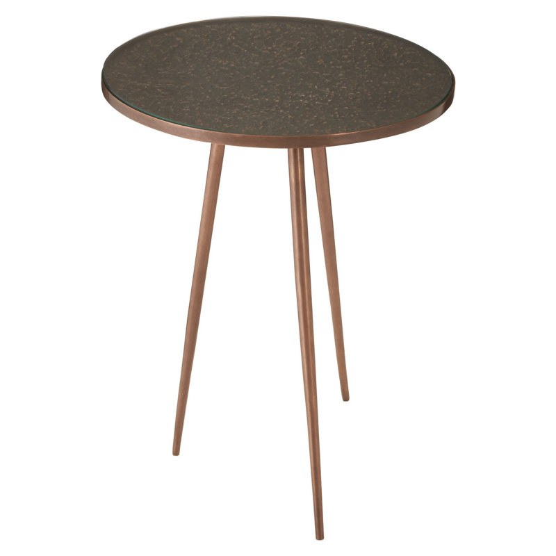 Teagan Glass Top End Table, Copper, Copper/Black