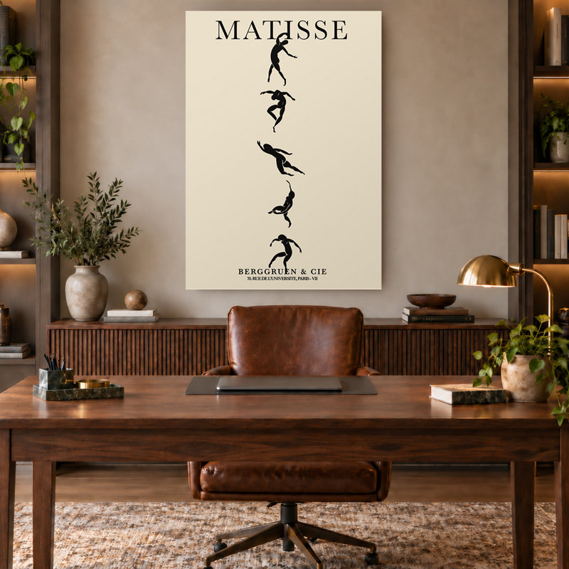 Art mural sur toile minimaliste avec figurines dansantes noires, H 24 po x l 16 po