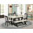6-piece modern table set contains a cement rectangular table a dining bench and shiitake linen fabric mid-century chairs with high back - wire brushed black finish-85692399-85692401-126725365