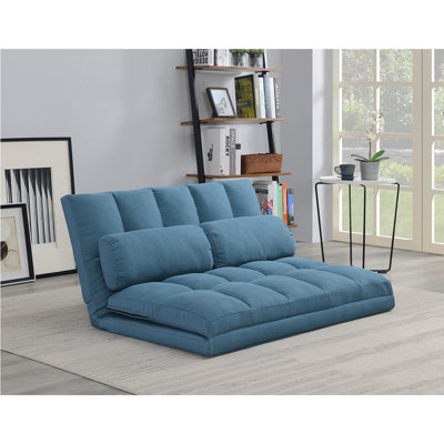 3-Fold Sofa Bed, Folding Mattress With 2 Pillows, Blue - High-Density Foam Filling, Polyester Fabric