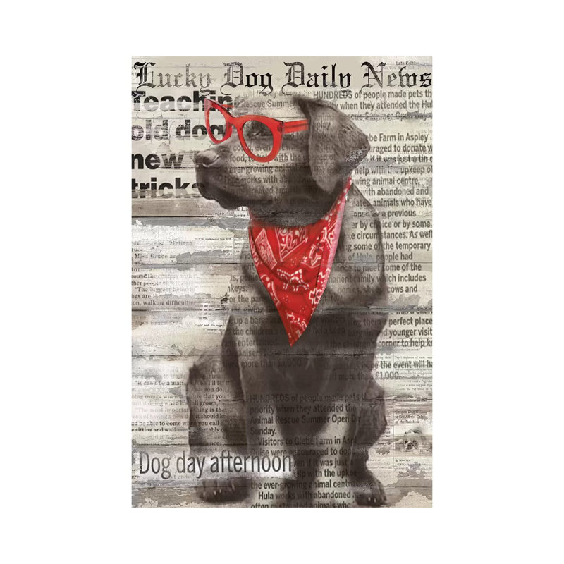Lucky Dog 1 Piece Wall Art on Canvas, 30.48 cm H x 45.72 cm W, Wrapped Canvas