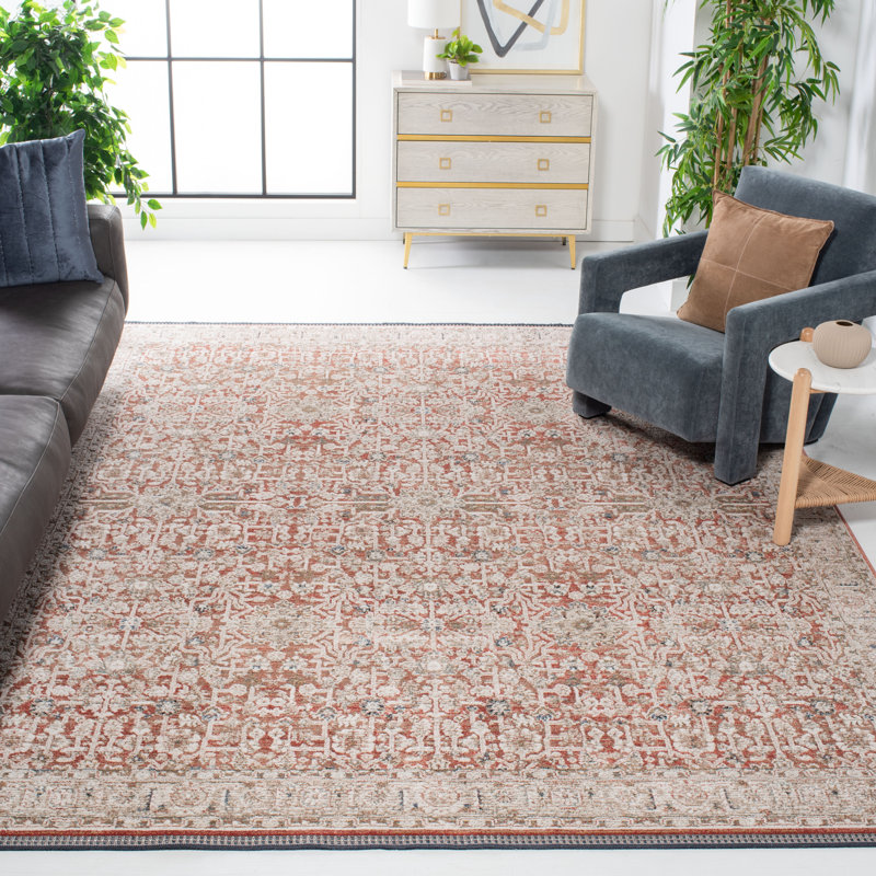 Tapis floral en coton / polyester tissé à la machine Floral, Rectangle 9 pi x 12 pi