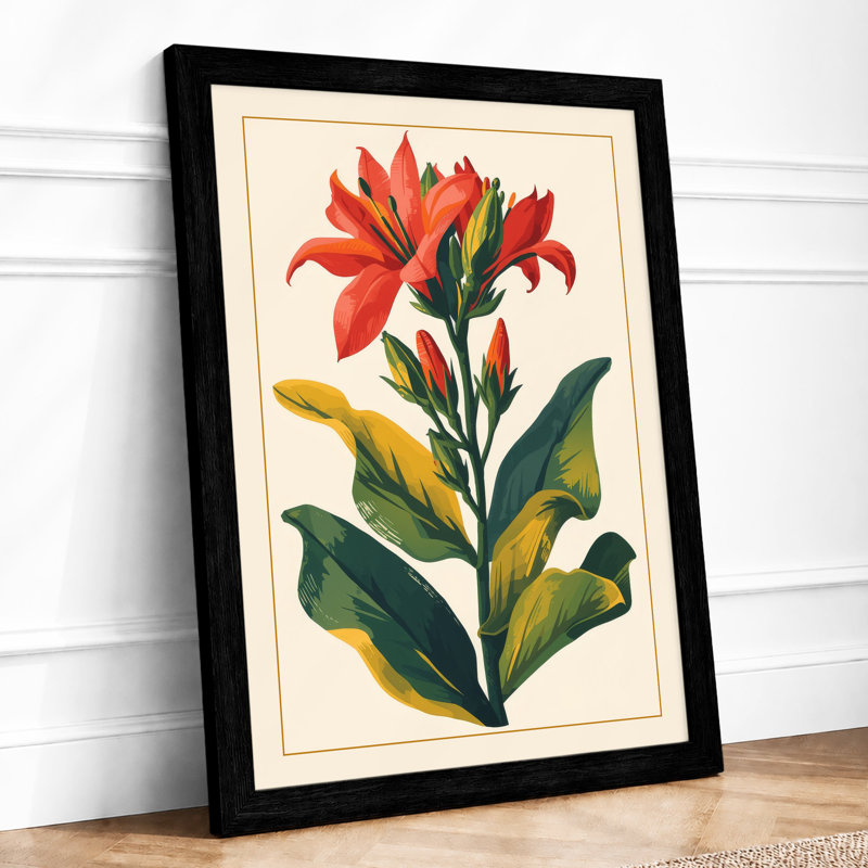 Red Lily Specimen Botanical - Print, Black, A4 - 29.7 x 21.0 cm