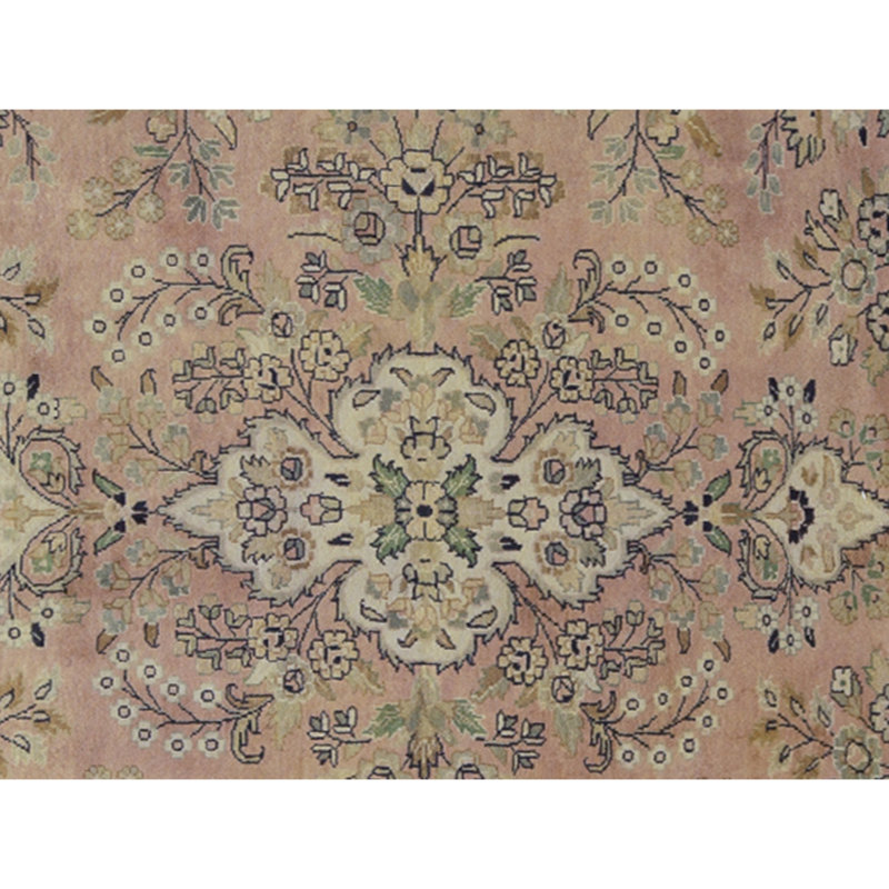 Hand Knotted Wool Area Rug in Rose And Ivory