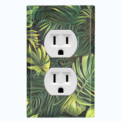 Green Jungle Plant Leaves 1 - Gang Duplex Outlet Standard Wall Plate