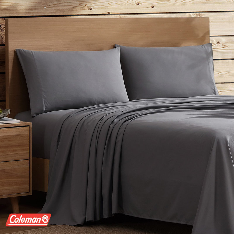 Ensemble de draps 3 pièces en microfibre Coleman® - simple, gris, Lit simple, Grey