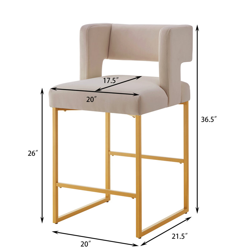 Alyncia Upholstered Counter Stool, Brown Seat/Gold Frame