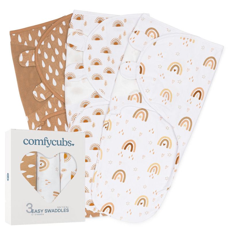 Comfy Cubs Swaddle Blanket Baby Girl Boy Easy Adjustable 3 Pack Infant Sleep Sack Wrap Newborn Babies, Large (3-6 months)