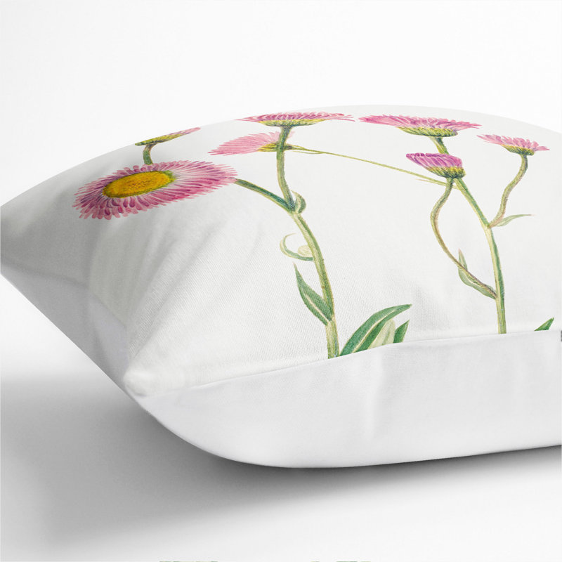 Meadow Fleabane Square Throw Cushion, 40cm H x 40cm W x 15cm D, White
