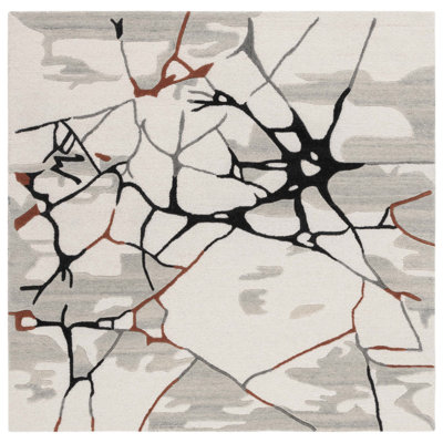 Auburta Abstract Hand Tufted Area Rug in Ivory/Gray/Brown