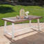 Outdoor Sandblast Finish Acacia Wood Dining Table With White Rustic Metal Finish Frame