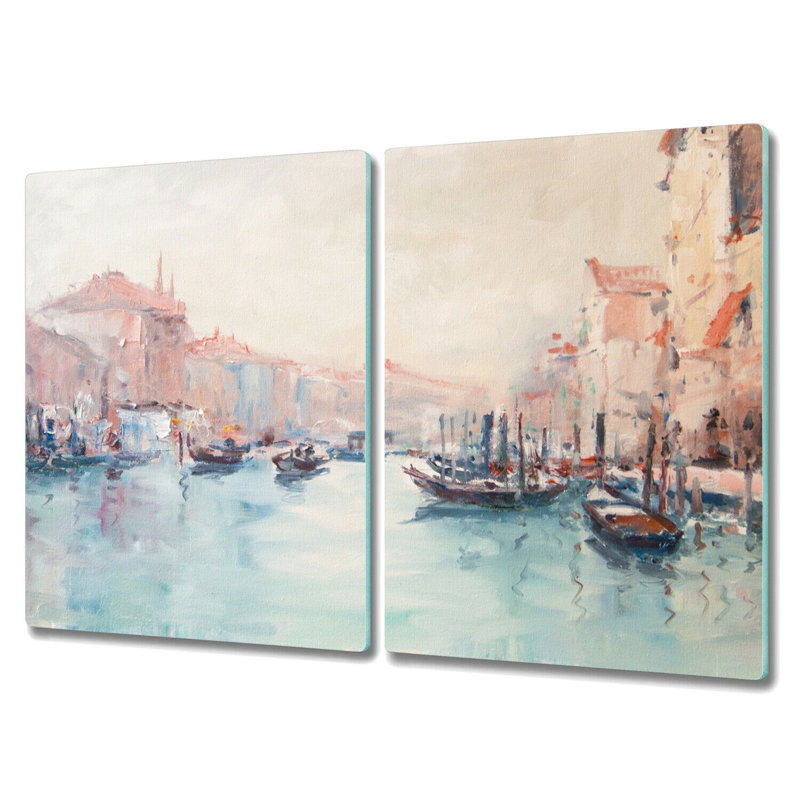 Cranleigh Marina City River Boats Sea Chopping Board, 30cm L x 52cm W