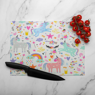unicorns Designer Glass Chopping Board