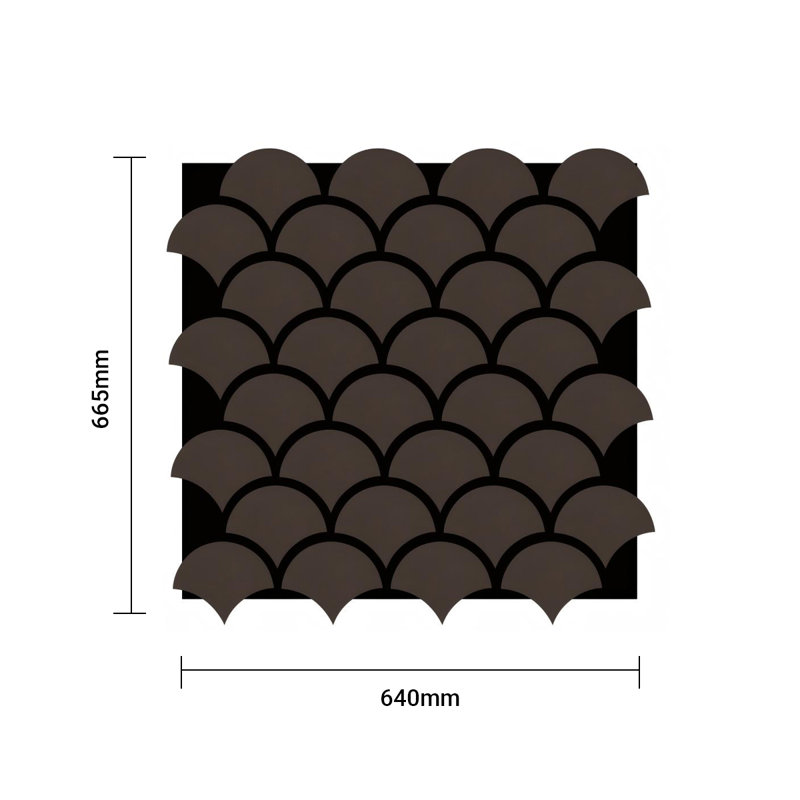 Modern Fish Scale Pattern Acoustic Wall Panel - PET + MDF Size: 640 x 665 mm - Pack of 4