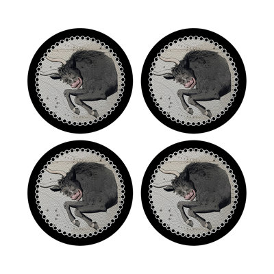Zodiac Taurus Vegan Leather Round Pebble Placemat