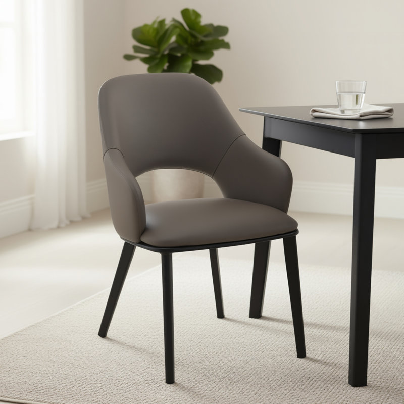Chaise de salle à manger moderne en similicuir et métal, ensemble de 4, Modern Stone Faux Leather/Metal Dining Chair, 4pk