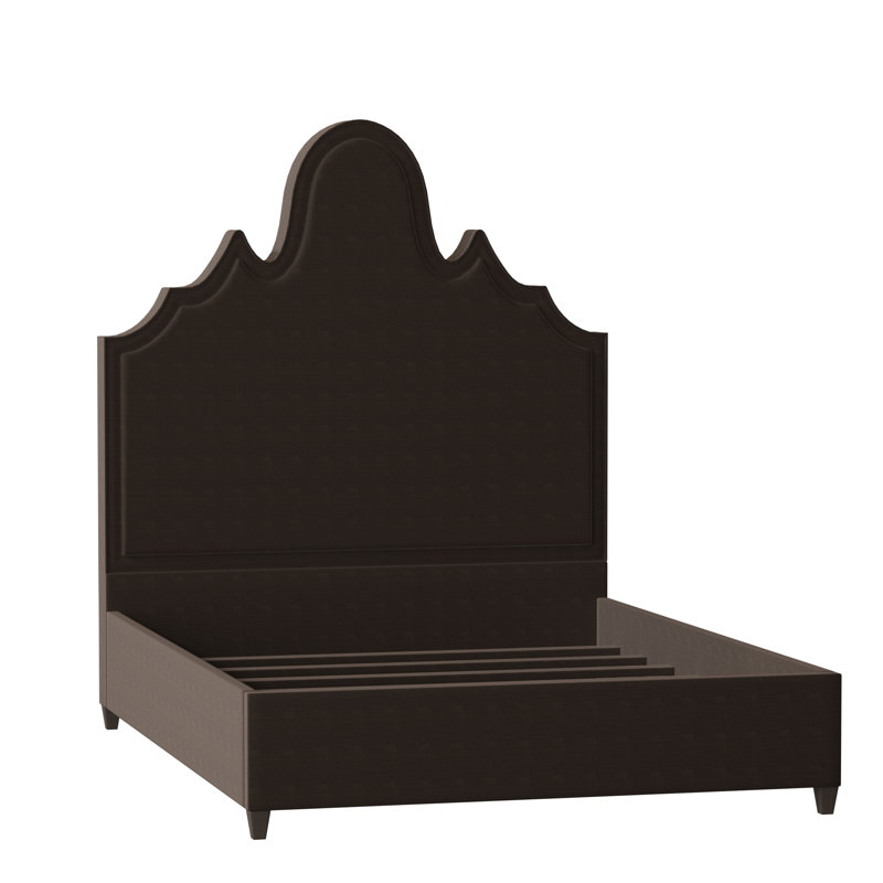 Lit tapissier standard Amalie, Très grand californien, Graphite Metrolinen, Brun acajou