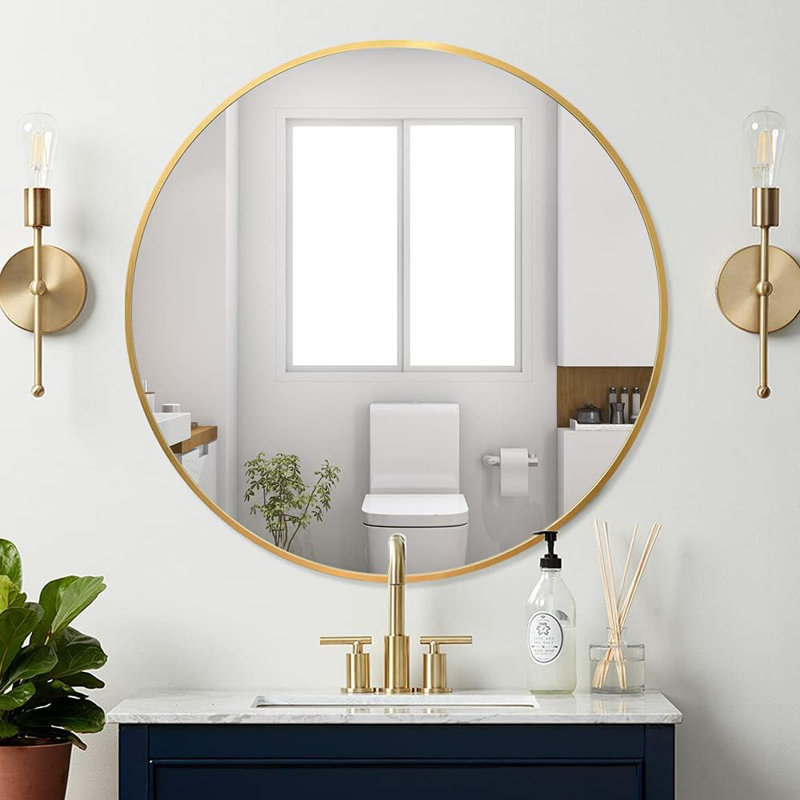 Miroir d'appoint Roberts, Doré, 28 po x 17,75 po, Métal métal