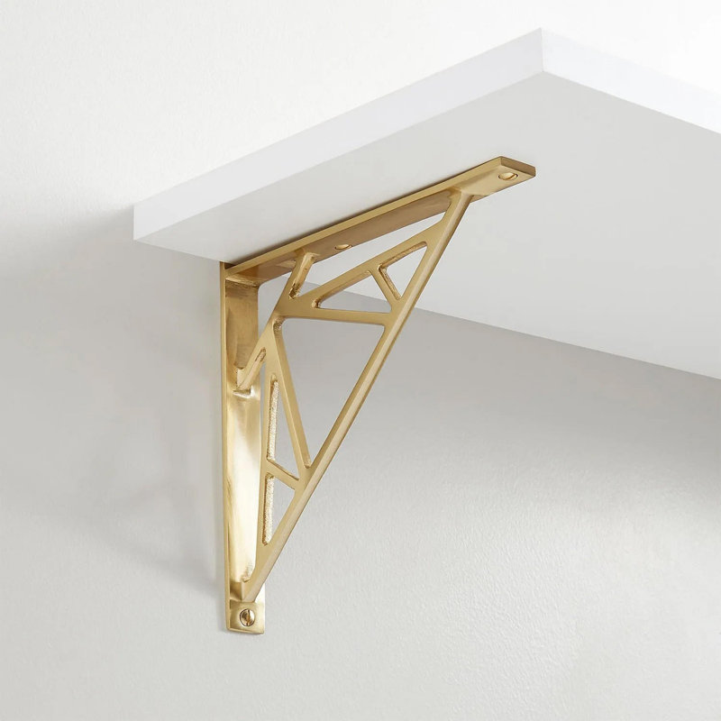 Ande Solid Brass Shelf Bracket, Satin Brass