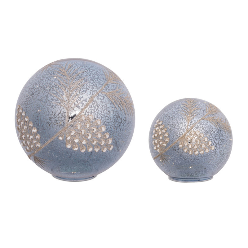 LED Pinecone Globe, Brown/Gray
