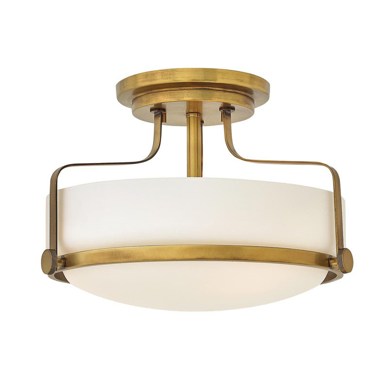 Moreauville Glass Semi Flush Mount, Heritage Brass, 25.3cm H x 36.6cm W