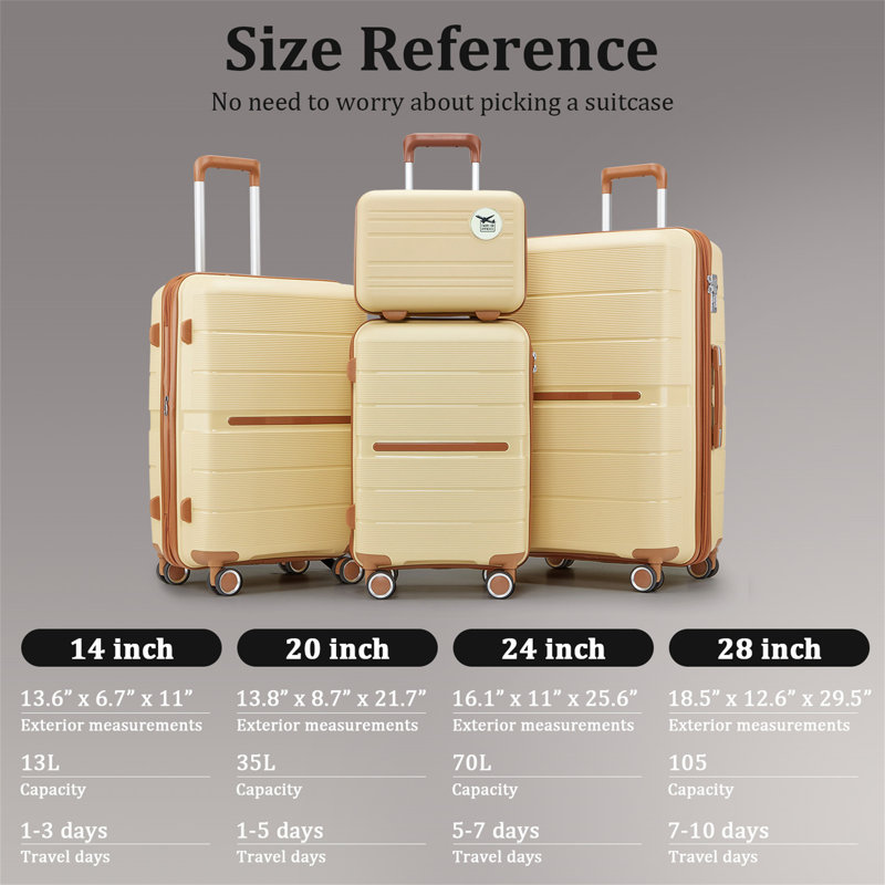 Luggage Sets 4 Piece PP Lightweight & Durable Expandable Suitcase