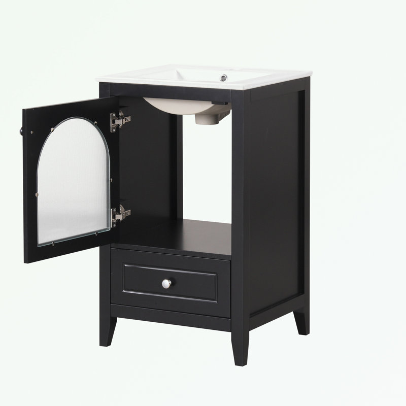 Bathroom Vanity with Sink, Soft Closing Door and A Drawer, Black