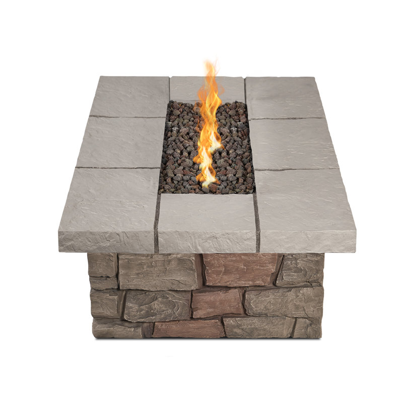 SEDONA Rectangle Concrete Propane or Natural Gas Fire Pit Table by Real Flame, 14.25" H x 52.25" W x 31.25" D