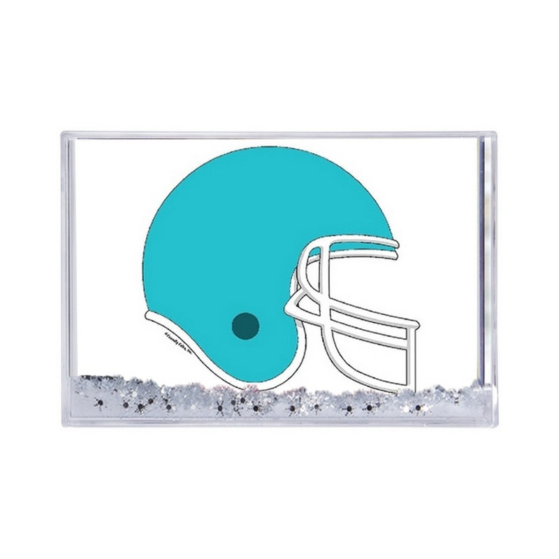 Casque de football personnalisé - cadeau de cadre boule de neige bleu sarcelle, H 2,5 po x l 3,75 po x P 1 po, Oui